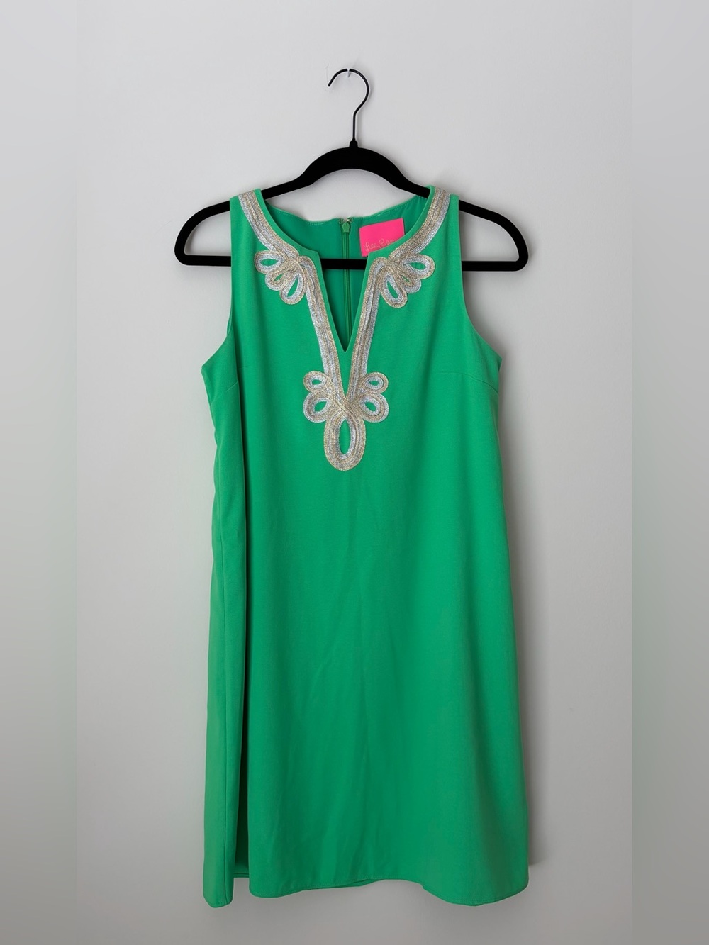 Lilly Pulitzer Emerald Green Sleeveless Mini Dress with Silver Embellishment